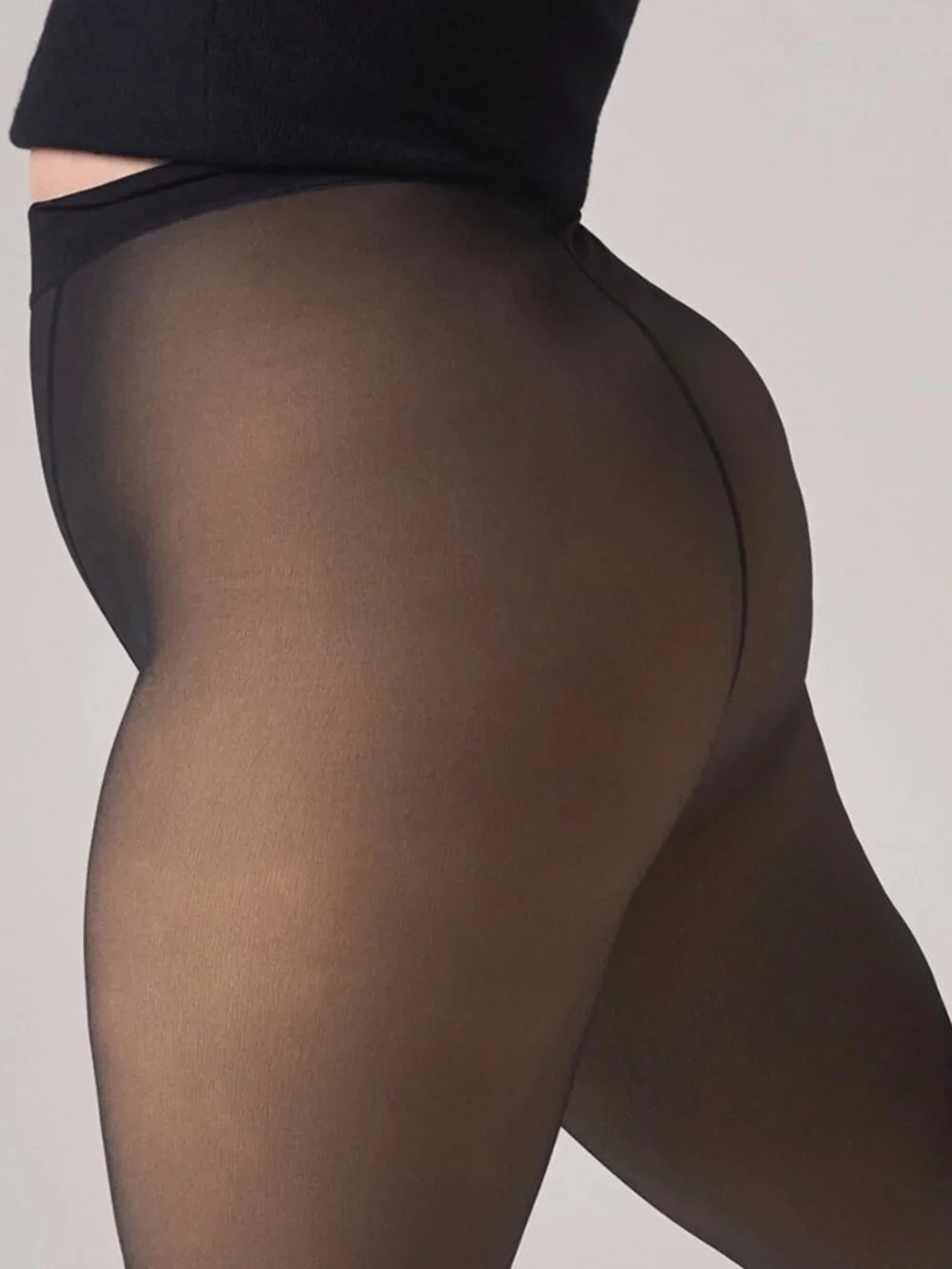 TOAST SHEER ILLUSION FLEECE-LINED TIGHT FAIR/BLACK 1X/2X